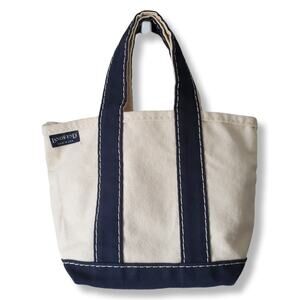 Vtg 90s Navy Lands End Boat Tote Mini Bag Preppy Coastal Classic Beach Summer